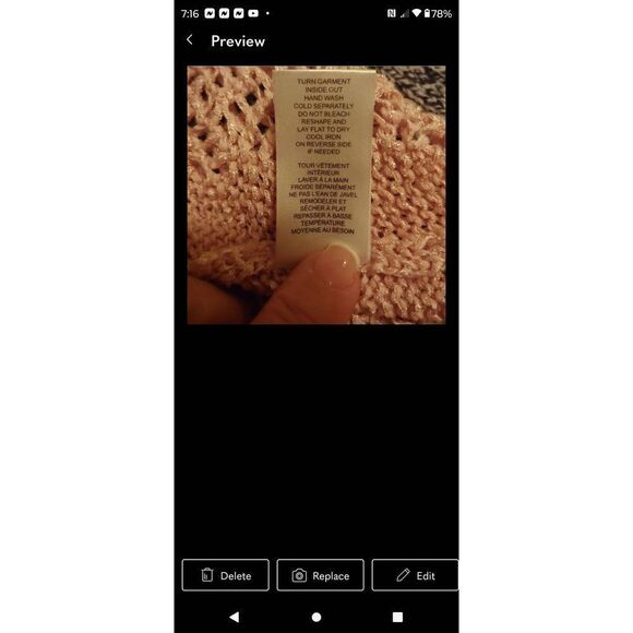 T Tahari Cotton Blend Open Front Cardigan Sweater Vest Pink Size XS. 3/4 length - Picture 4 of 7